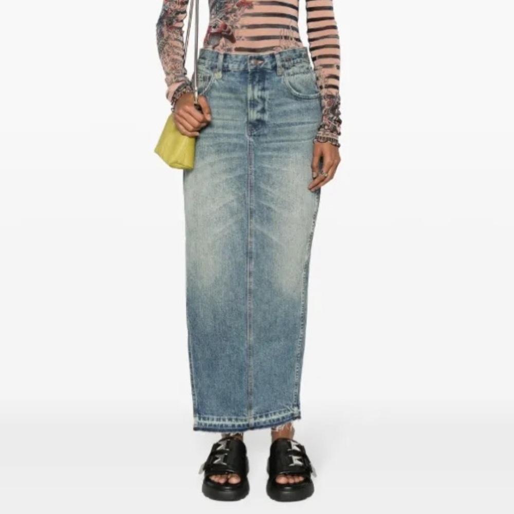 R13 Side-slit Denim Midi Skirt size 28/ Waist 30.5”